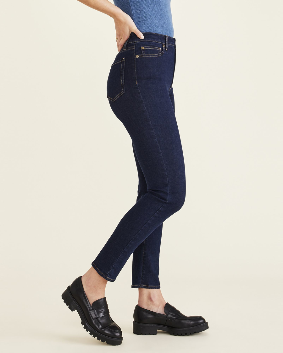 Side view of model wearing Adriatic Jean Cut Pants, High Slim Fit.