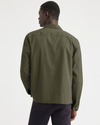 Back view of model wearing Army Green Overshirt, Relaxed Fit.