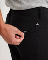 View of model wearing Beautiful Black Go Pant, Slim Tapered Fit with Airweave.