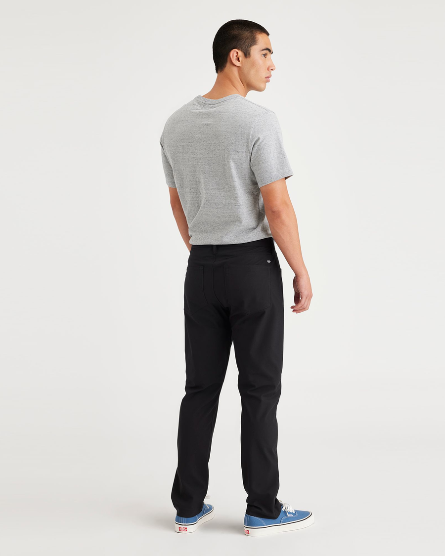 Back view of model wearing Beautiful Black Go Pant, Slim Tapered Fit with Airweave.