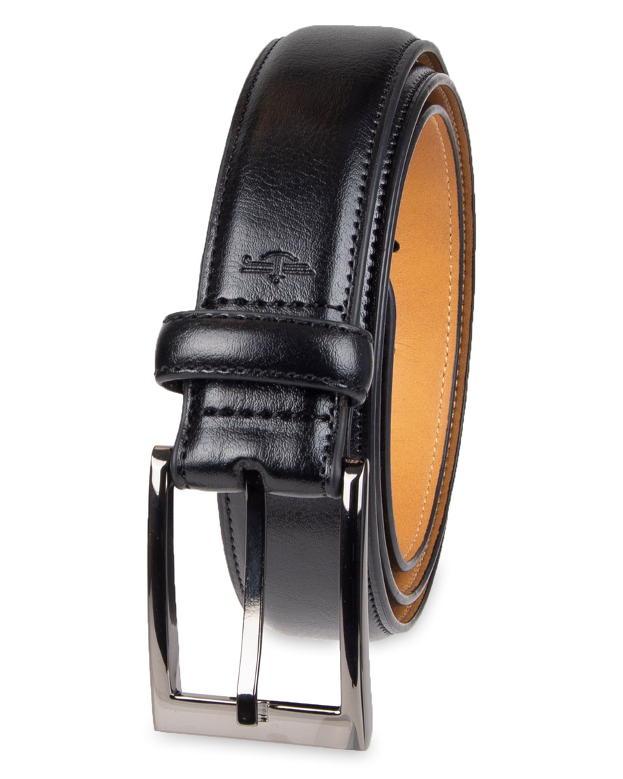 View of  Black Leather Dress Belt.
