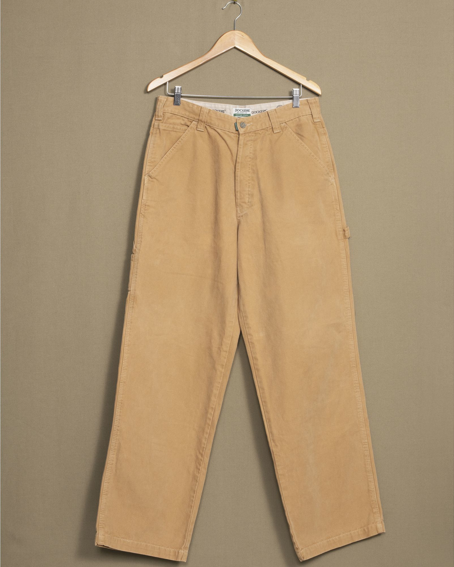 Front view of model wearing Camel Canvas Camel Carpenter Pants - 32 x 33.