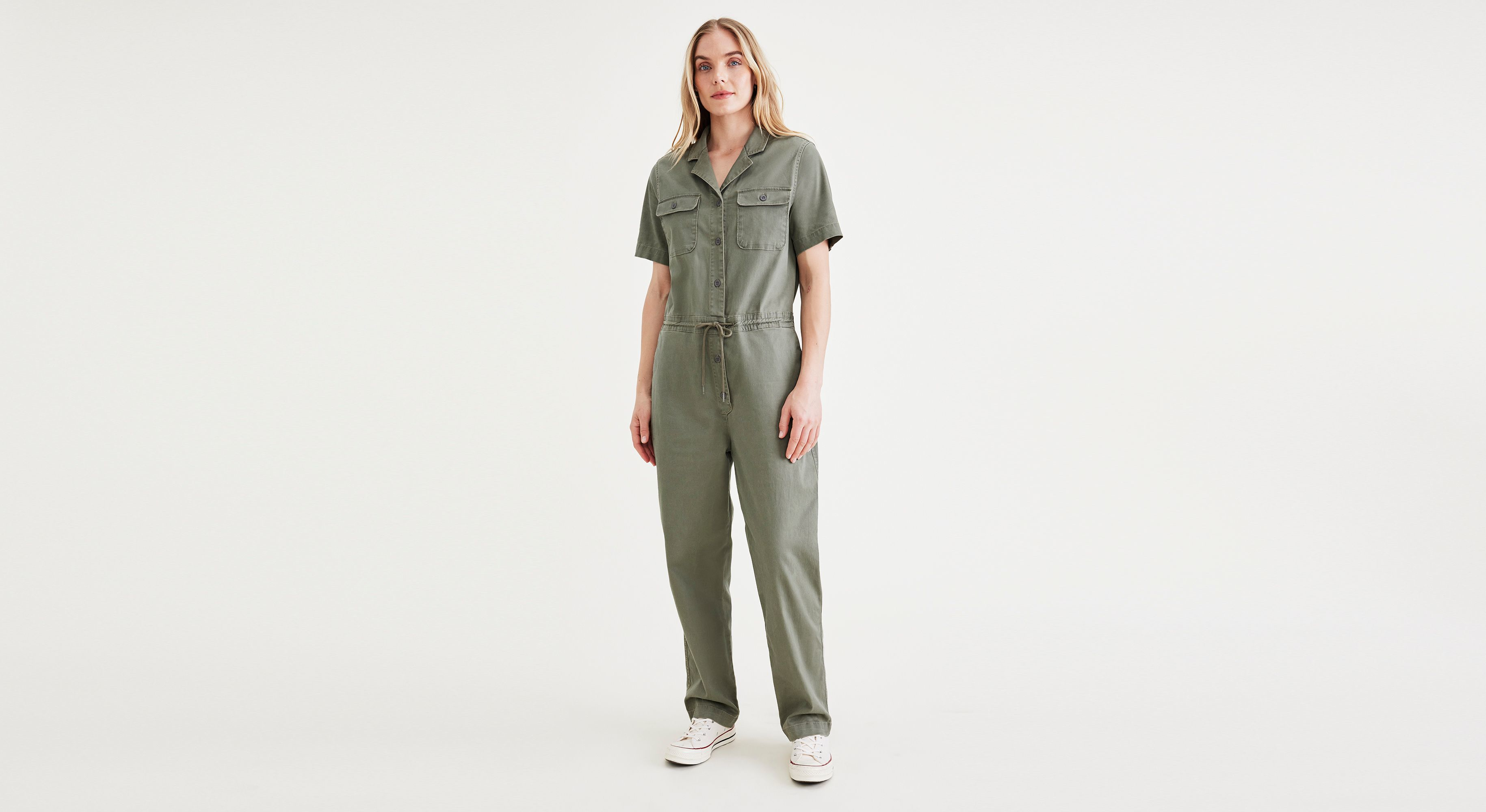 Khaki denim utility jumpsuit sales