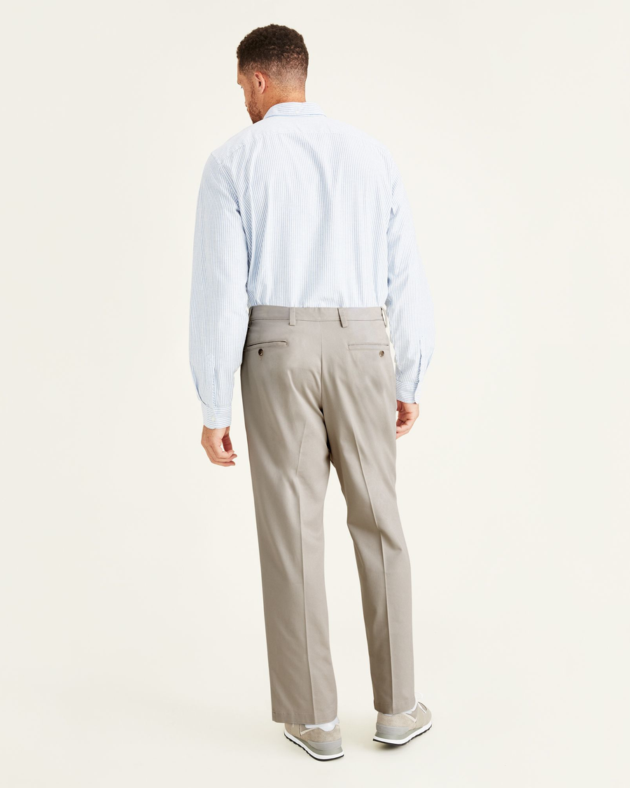 Back view of model wearing Cloud Easy Khakis, Pleated, Classic Fit (Big and Tall).