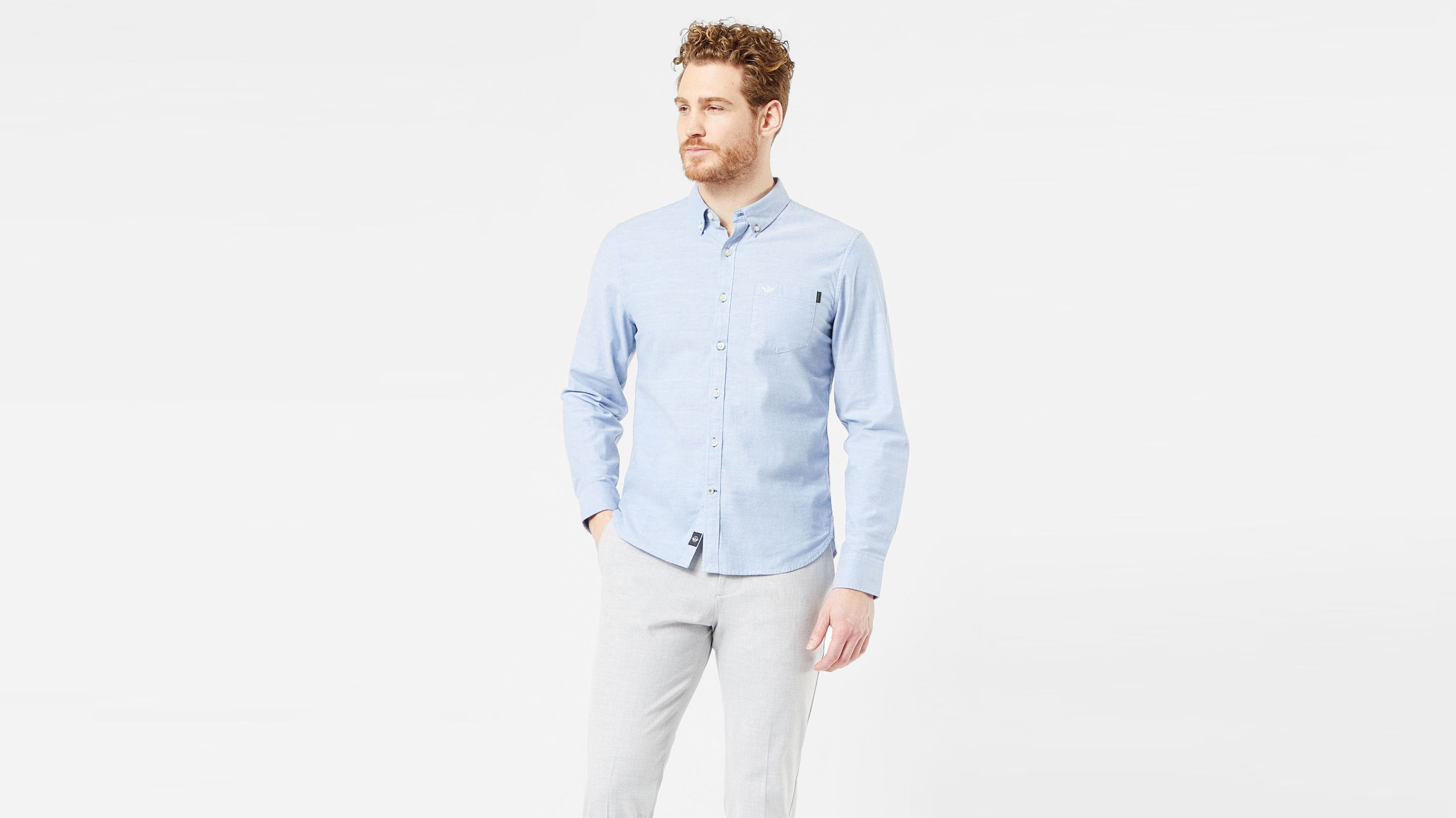 Stretch oxford sales slim fit shirt