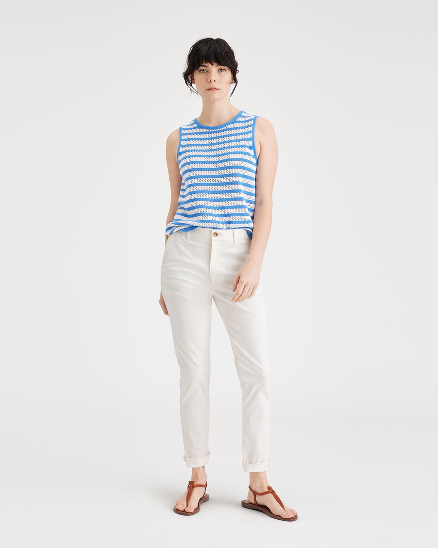 Front view of model wearing Egret Weekend Chinos, Slim Fit: Premium Edition.