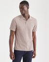 Front view of model wearing Fawn Rib Collar Polo, Slim Fit.