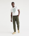 View of model wearing Green Crisp Original Chinos, Relaxed Tapered Fit.