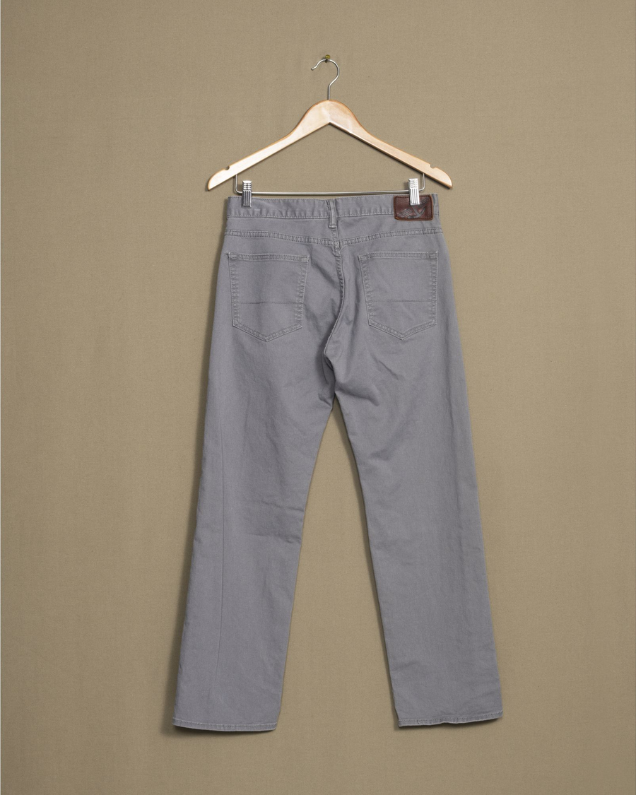 Back view of model wearing Grey Grey Twill Jeans - 28 x 28.