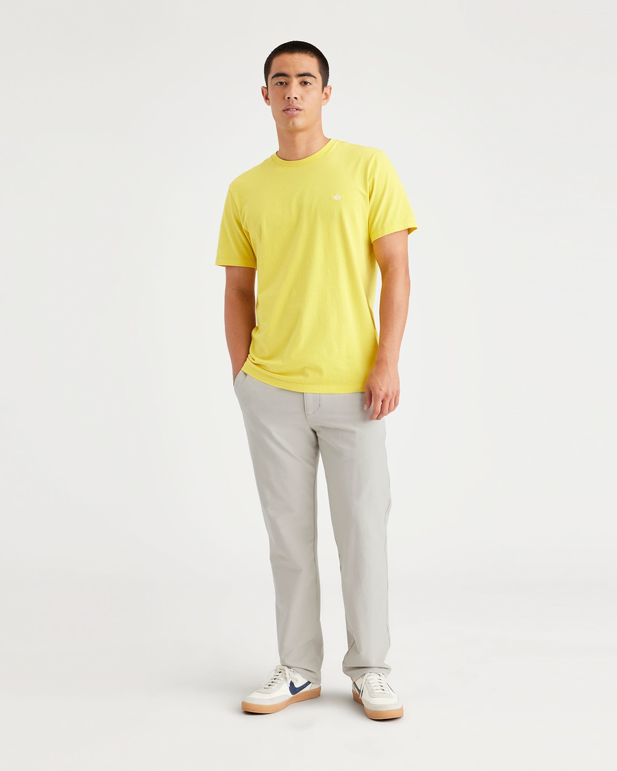 Front view of model wearing Grit Comfort Knit Chinos, Slim Fit.