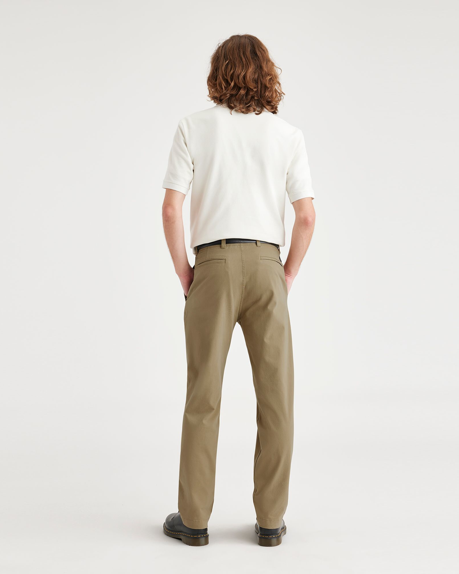 Back view of model wearing Harvest Gold California Khakis, Straight Fit.