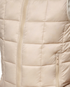View of model wearing Khaki Box Quilt Puffer Vest, Regular Fit.