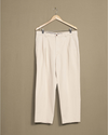 Front view of model wearing Khaki Made in USA Pants, Khaki Double Pleated Pants - 34 x 26.
