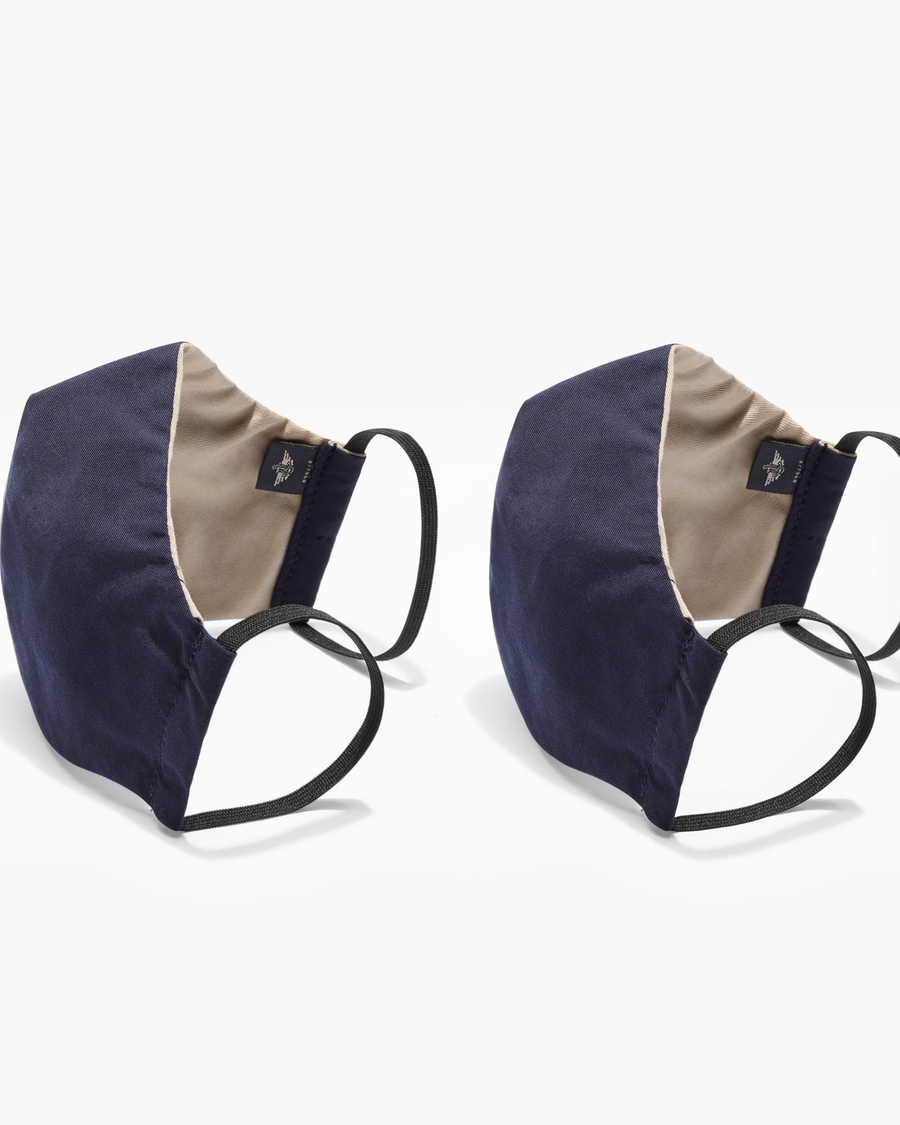 Front view of  Khaki/Navy Face Masks (2 Pack).