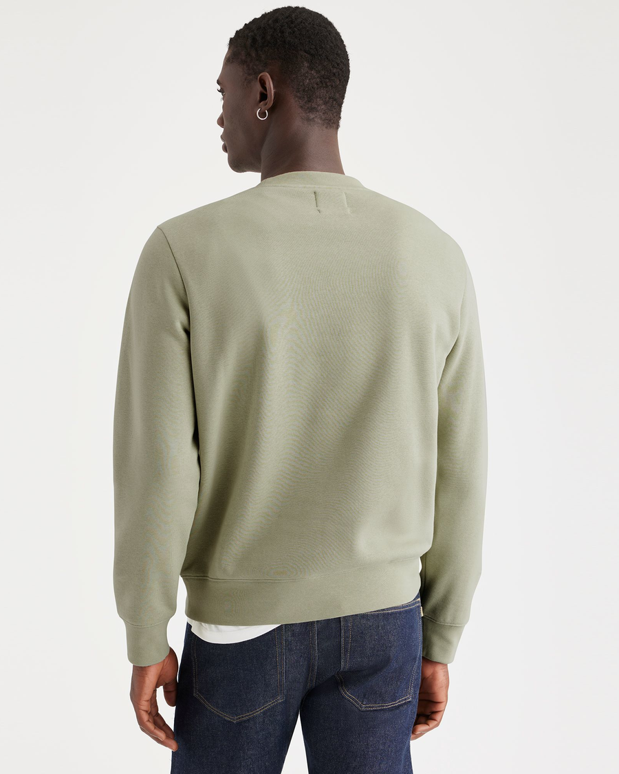 Back view of model wearing Lint Crewneck Sweatshirt, Regular Fit.