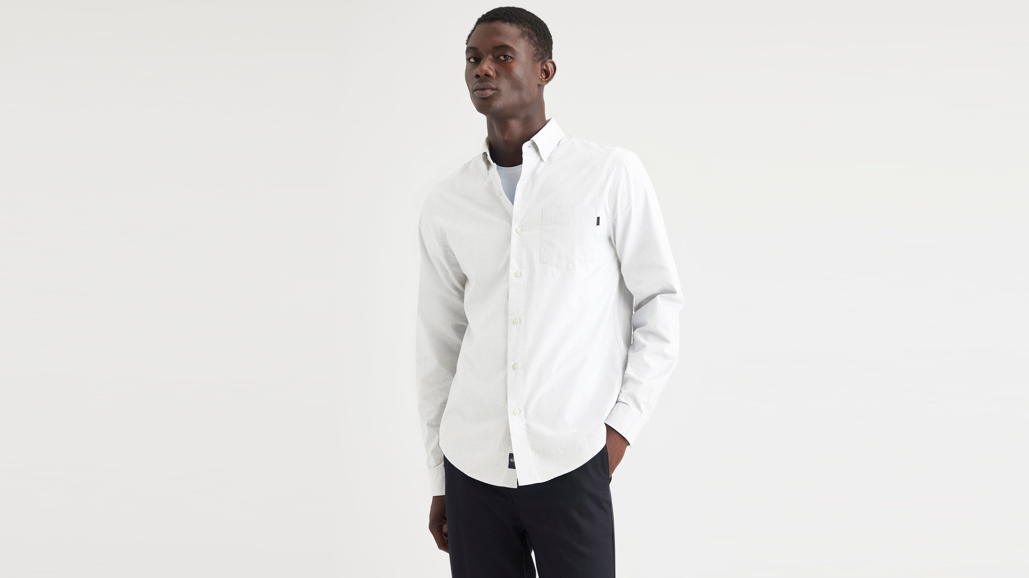 dockers white dress shirts Dockers Essential Button-Up Shirt - Classic Fit - Men's