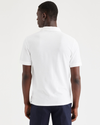 Back view of model wearing Lucent White Rib Collar Polo, Slim Fit.