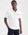 Front view of model wearing Lucent White Rib Collar Polo, Slim Fit.