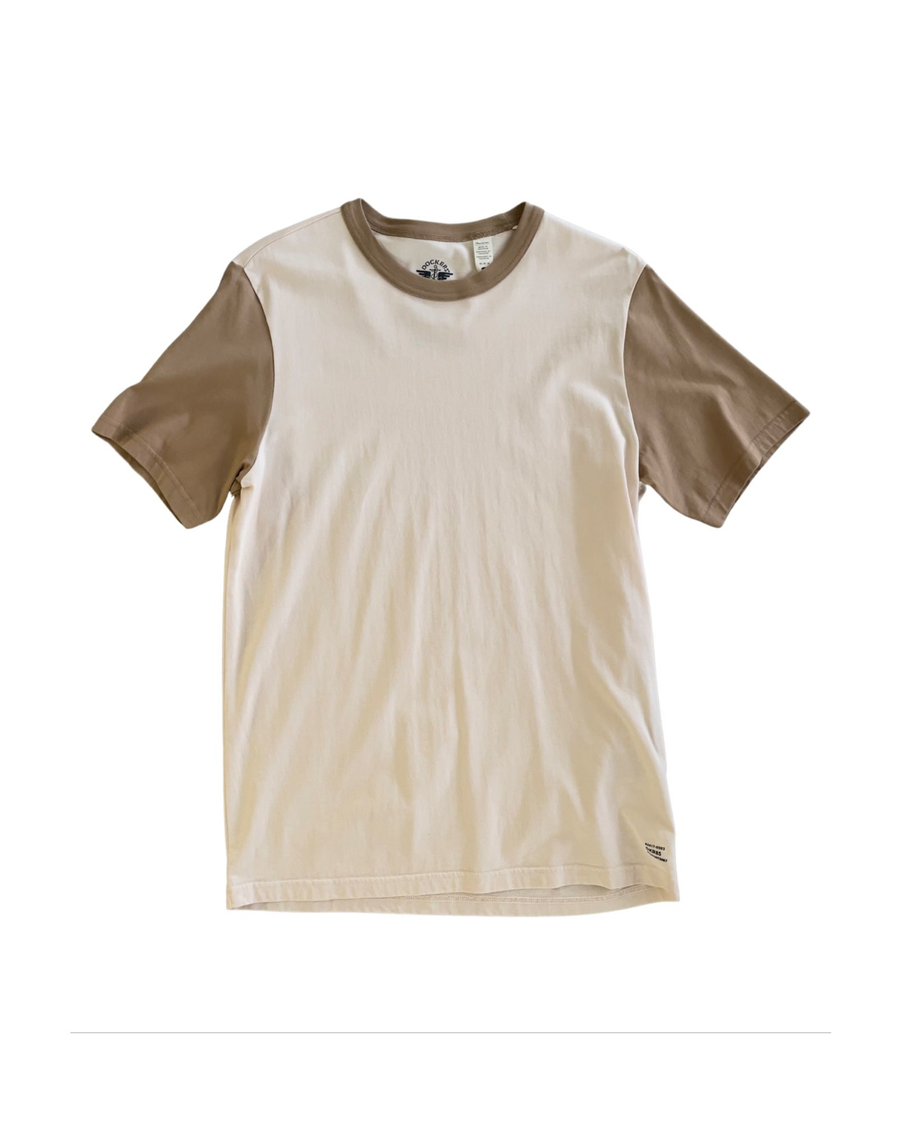 Front view of model wearing Natural & Khaki Dockers® x Transnomadica Tee Shirt.