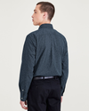 Back view of model wearing Navy Blazer Signature Comfort Flex Shirt, Classic Fit.