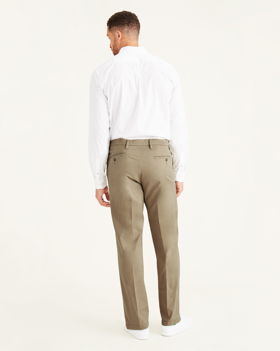 Back view of model wearing New British Khaki Workday Khakis, Classic Fit (Big and Tall).