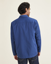 Back view of model wearing Ocean Blue Overshirt, Relaxed Fit.