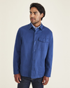 Front view of model wearing Ocean Blue Overshirt, Relaxed Fit.