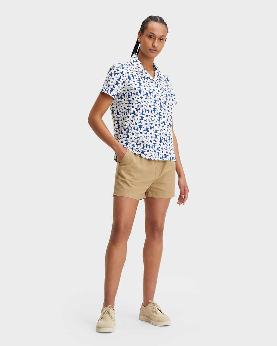 View of model wearing Oceanview Camp Collar Shirt, Regular Fit.