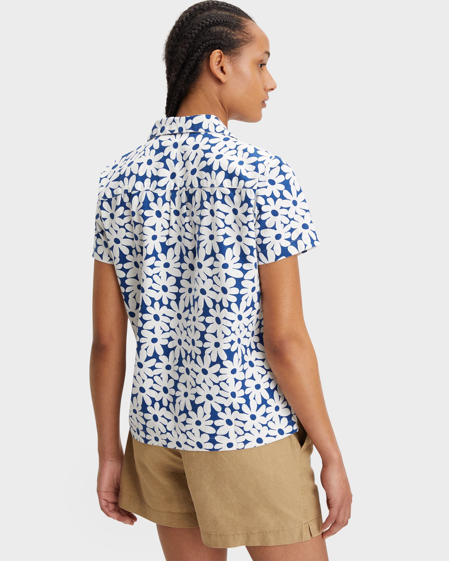Back view of model wearing Oceanview Camp Collar Shirt, Regular Fit.