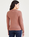 Back view of model wearing Old Rose Crewneck Sweater, Classic Fit.