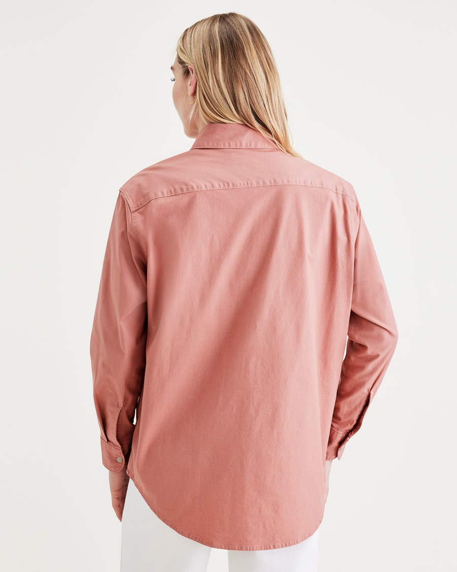 Back view of model wearing Old Rose Shirt Jacket, Regular Fit.