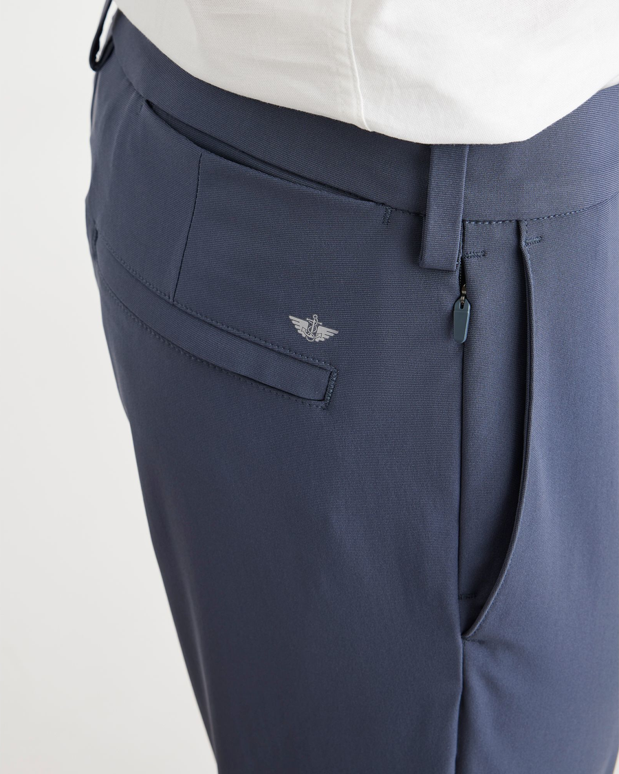 View of model wearing Ombre Blue Go Chino, Slim Tapered Fit with Airweave.