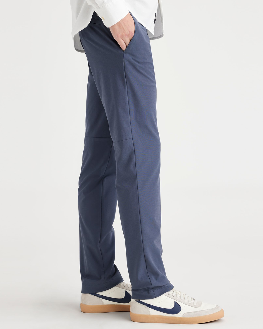 Side view of model wearing Ombre Blue Go Chino, Slim Tapered Fit with Airweave.
