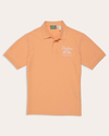 Front view of model wearing Orange Chiffon Racquet Club All Court Polo, Regular Fit.