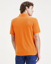 Back view of model wearing Orange Ochre Rib Collar Polo, Slim Fit.