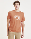 Front view of model wearing Orange Sun & Surf Graphic Tee, Slim Fit.