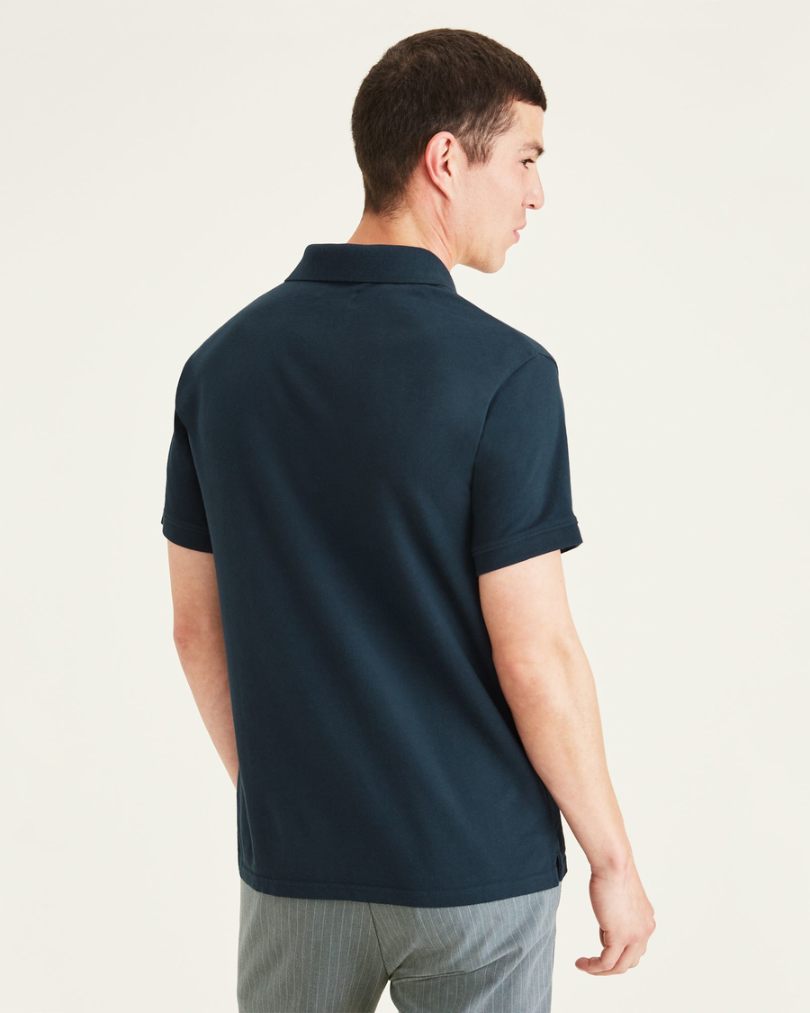 Back view of model wearing Pembroke Rib Collar Polo (Big and Tall).
