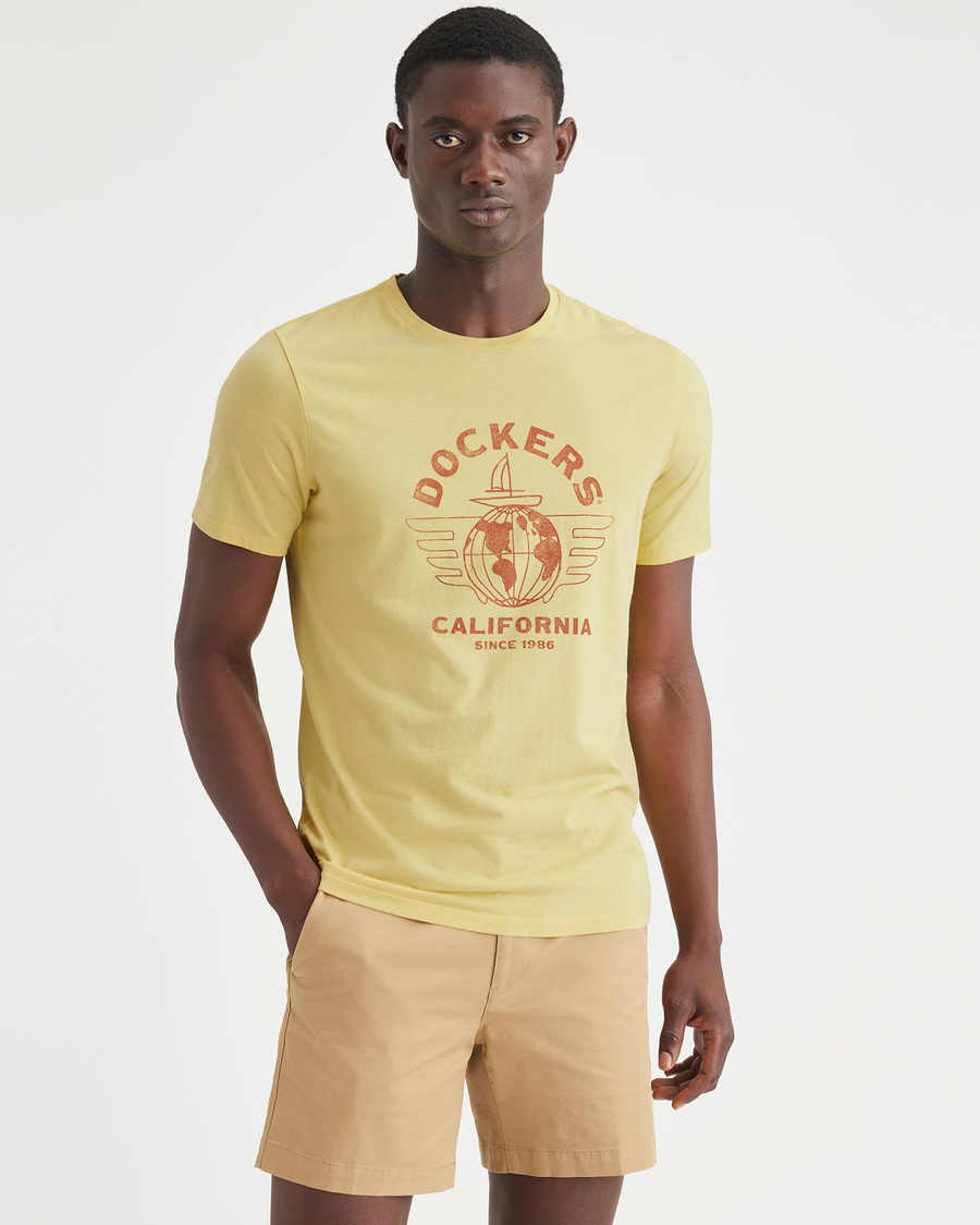 Front view of model wearing Pineapple Slice Worldwide Graphic Tee, Slim Fit.