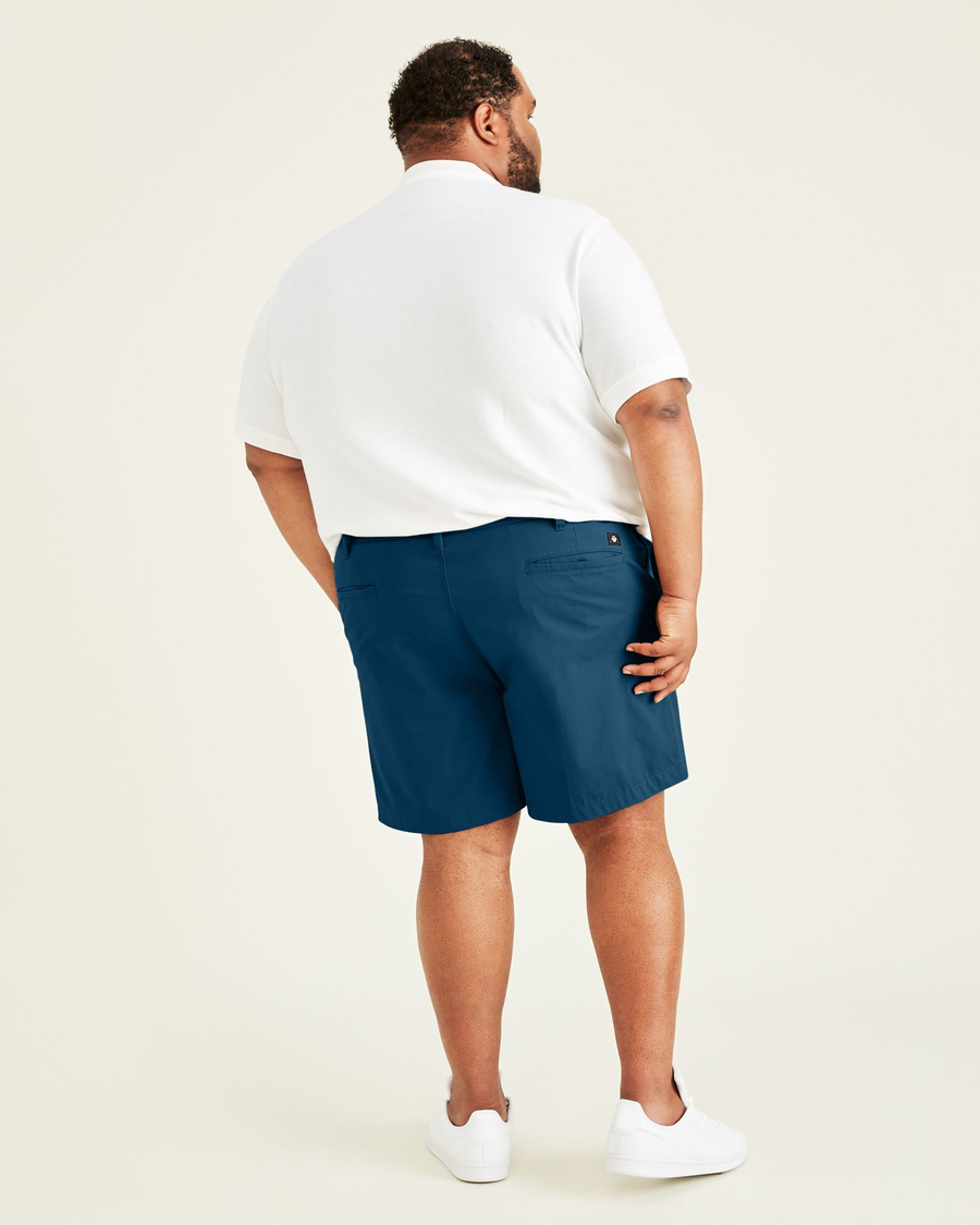 Back view of model wearing Poseidon Blue Ultimate 9.5" Shorts (Big and Tall).