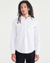 Front view of model wearing Riviera Lucent White Casual Shirt, Regular Fit.