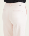 View of model wearing Rose Quartz Original Khakis, High Waisted, Straight Fit.