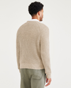 Back view of model wearing Sahara Khaki Crewneck Sweater, Regular Fit.