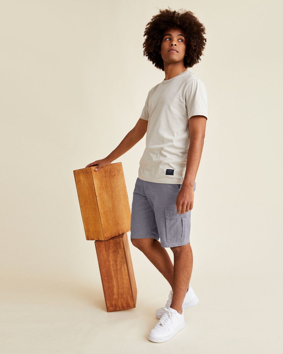 View of model wearing Sea Cliff Perfect Cargo 10.5" Shorts, Straight Fit.