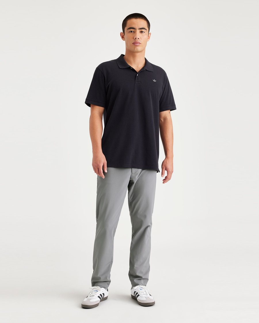 Front view of model wearing Sharkskin Go Chino, Slim Tapered Fit with Airweave.