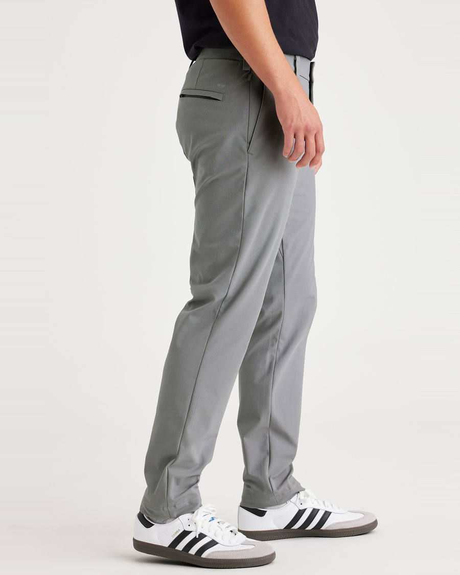 Side view of model wearing Sharkskin Go Chino, Slim Tapered Fit with Airweave.