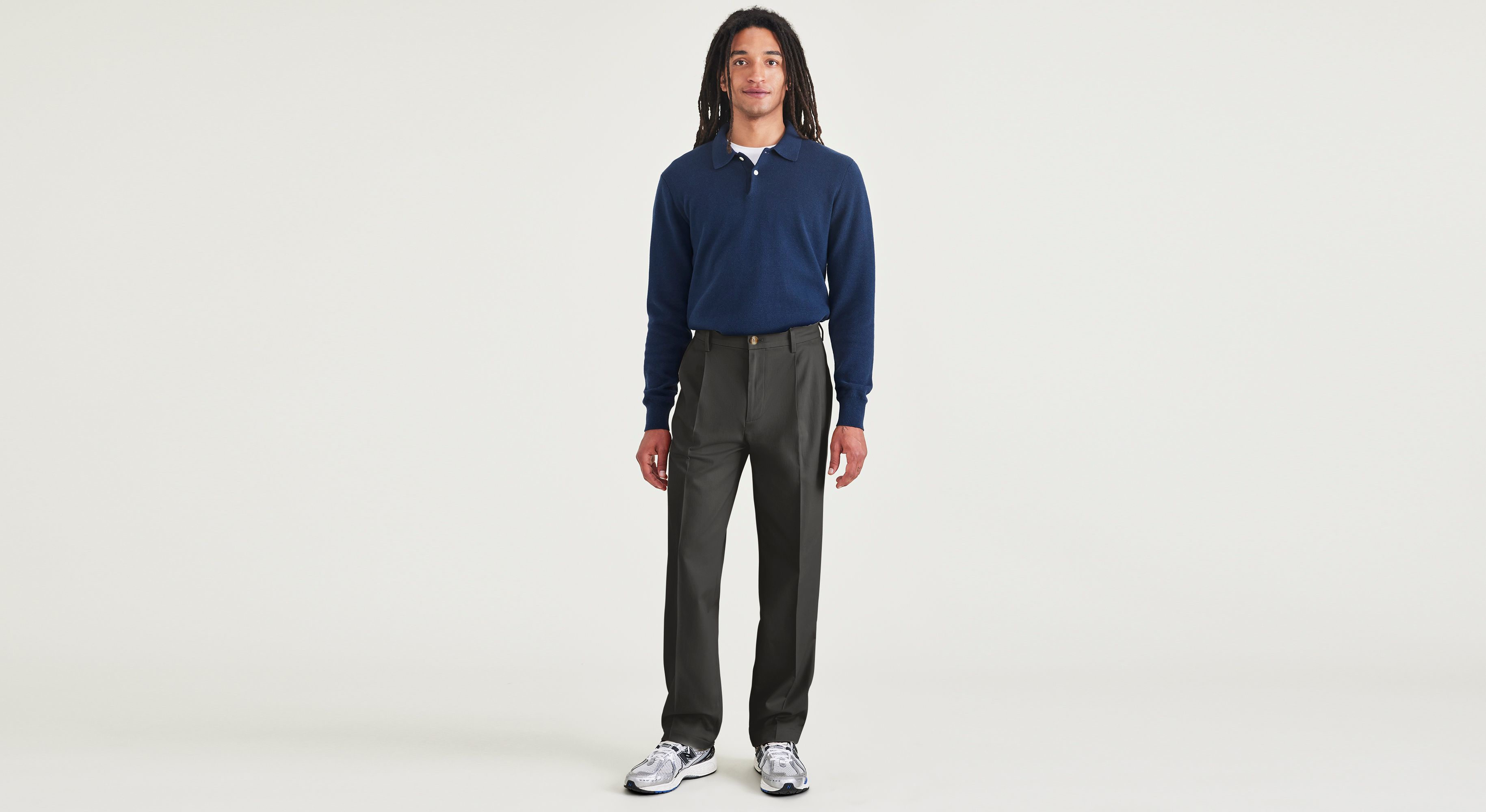 Signature Iron Free Khakis, Pleated, Relaxed Fit with Stain