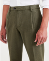 View of model wearing Tempo Forest Night Crafted Trousers, Slim Tapered Fit.
