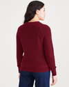 Back view of model wearing Tibetan Red Crewneck Sweater, Classic Fit.