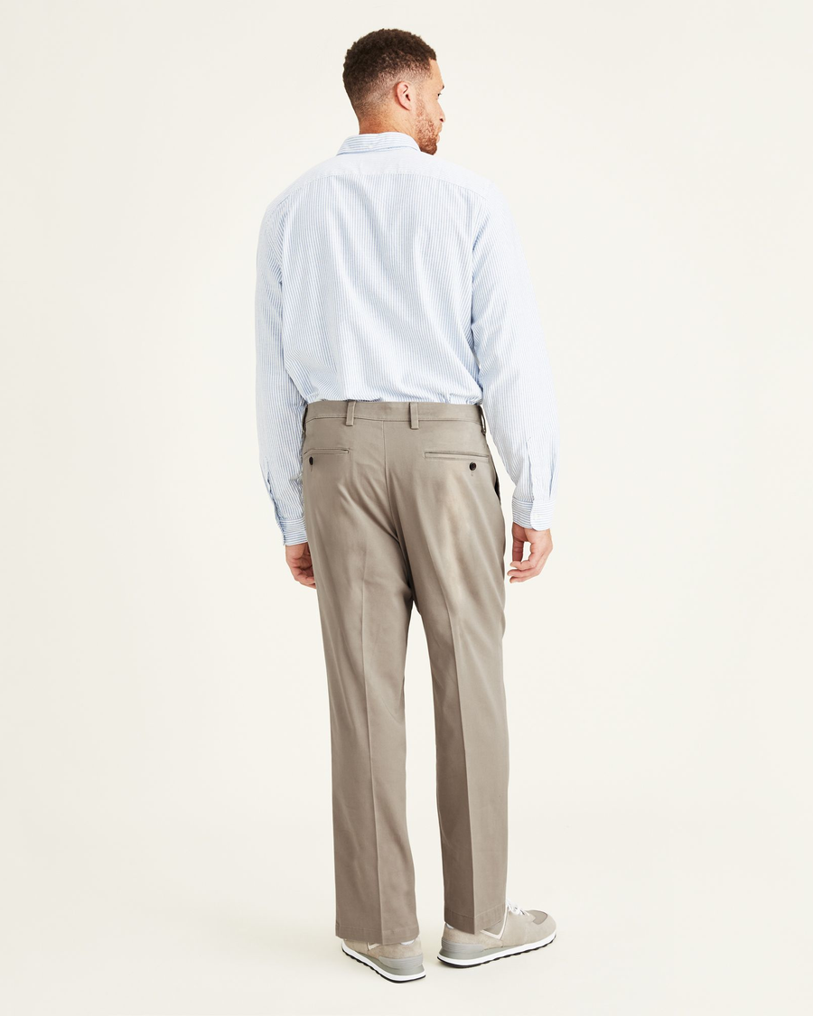 Back view of model wearing Timber Wolf Easy Khakis, Pleated, Classic Fit (Big and Tall).