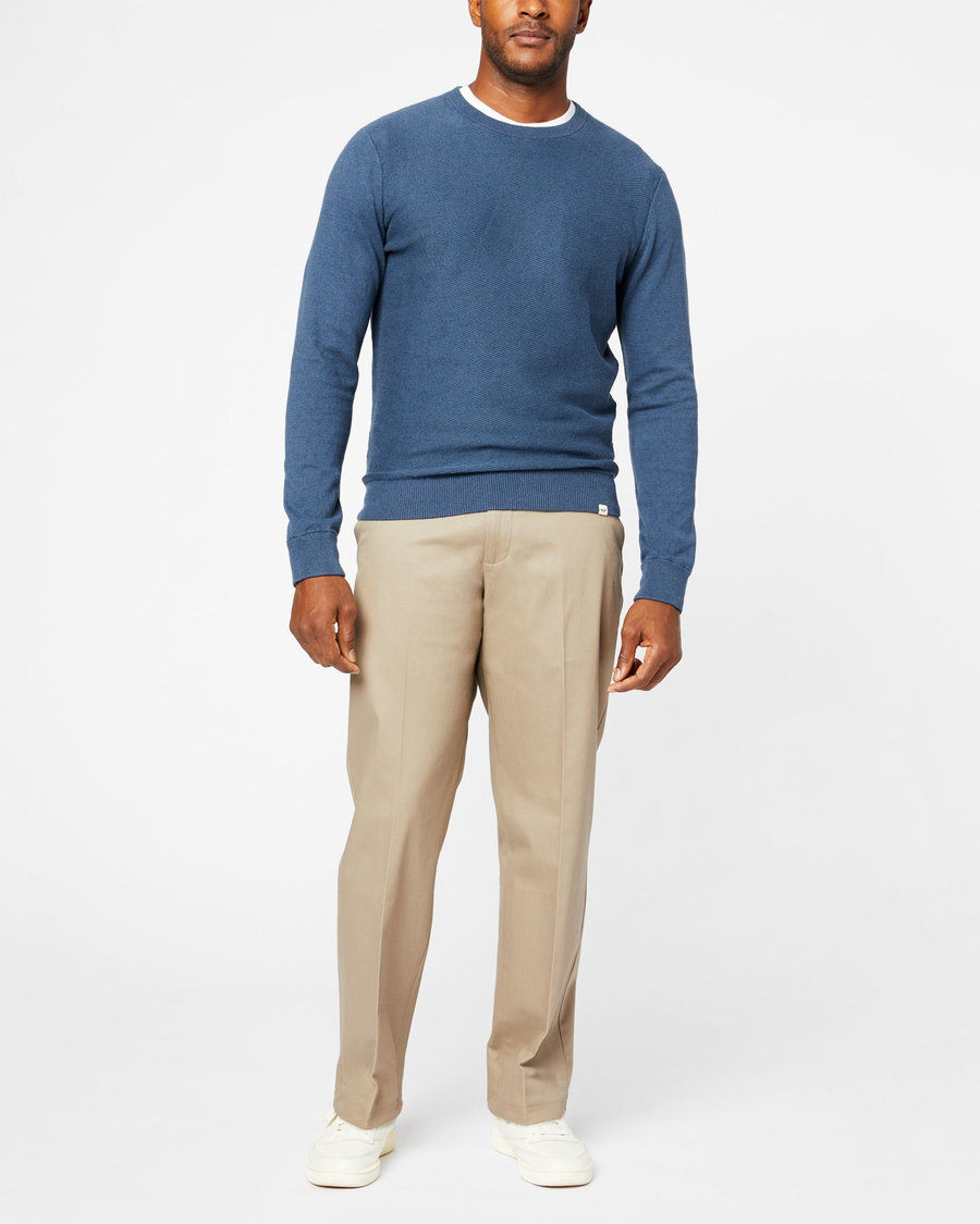 Front view of model wearing Timber Wolf Signature Khakis, Relaxed Fit.